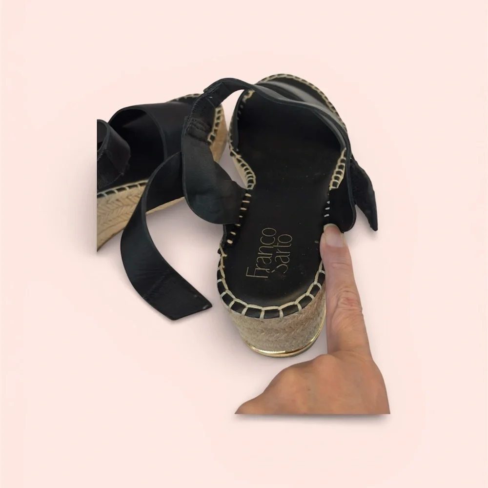 Franco Sarto Black Espadrille Sandals New without‎ box